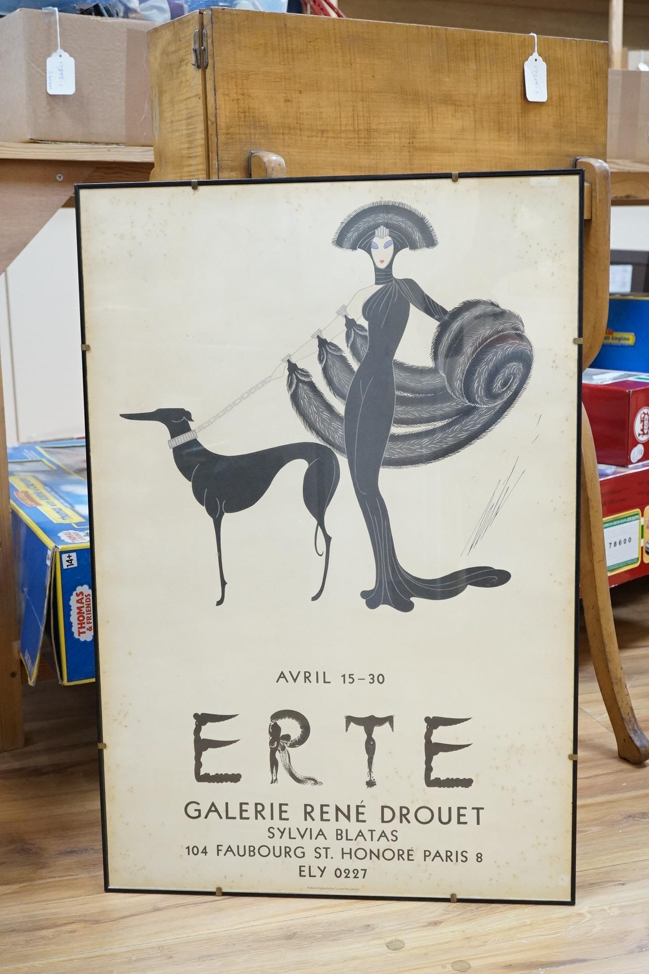 After Erté (Romain de Tirtoff, Russian/French, 1892-1990), vintage Art Deco-style poster, Galeri Rene Drouet, published at the Curwin Press London, 76 x 50cm. Condition - foxed